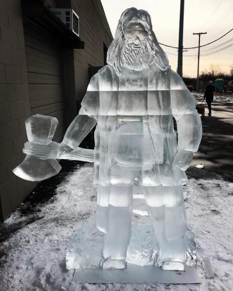 Life-Size Fat Thor Ice Sculpture