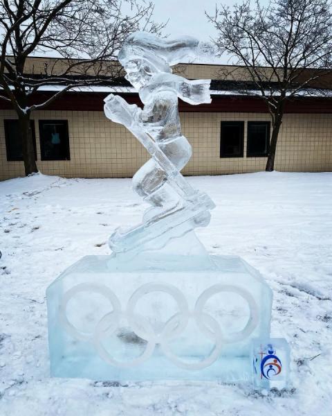 Olympic Skier Ice Sculpture