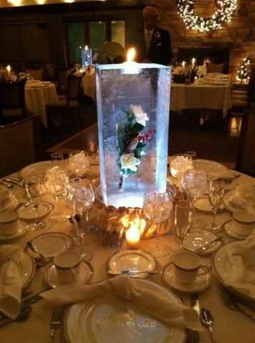 Suspended Flowers in Ice Sculpture
